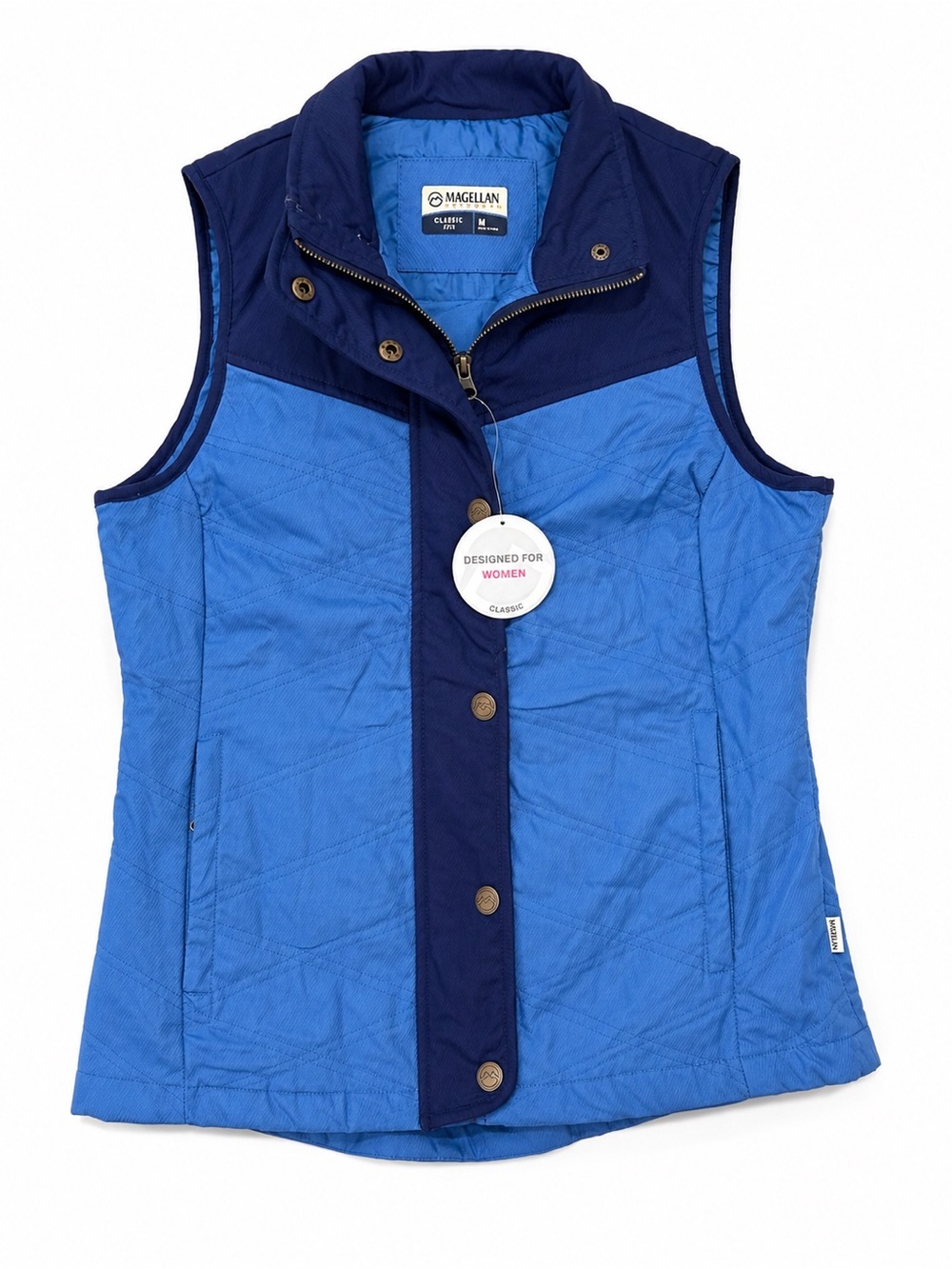 Magellan Outdoors Women’s Two-Tone Blue Quilted Vest - Picture 1 of 5